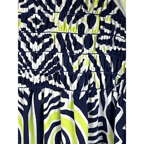 Ruby Rd Plus Size PXL Maxi Dress Tribal Print Navy Lime Sleeveless - Picture 4 of 6